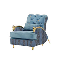 Chaise de canapé simple de conception classique-Dossier de boucle de luxe, accoudoir de serpent d'or, loisirs pour la chaise