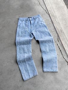 Oem ספק מרוגז גברים jean 100% חומצה כותנה לשטוף ג 'ינס מכנסיים גברים נשים שכבה כפולה 3D רקמה מנגר ג' ינס - Product Image 4