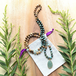 พรีไนต์, แอฟริกันเทอร์ควอยซ์, พิคเจอร์แจสเปอร์มาลา, จี้ควอตซ์สีเขียวสตรอเบอร์รี่, สร้อยคอประดิษฐ์ด้วยมือ <span class=keywords><strong>108</strong></span> เม็ด, เครื่องประดับโยคะ - Product Image 5