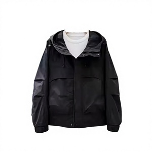 Veste polaire à capuche coupe-vent pour homme, nouvelle tendance mode printemps, style décontracté pour jeunes, vêtement de travail, fermeture éclair, couleur unie, col montant - Product Image 3