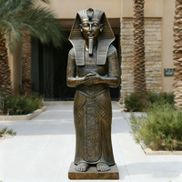 Sculpture en bronze coulé personnalisable de style égyptien antique pour la décoration de jardin d'hôtel, statue du pharaon roi Toutankhamon debout