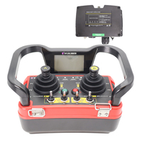 Télécommande de grue étanche IP65 à joystick croisé avec écran 3,5 pouces, arrêt d'urgence et ensemble de deux batteries 5000 mAh