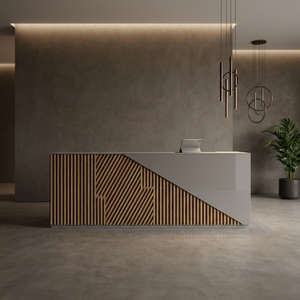 Mostrador de Recepción de Madera Moderno y de Lujo para Uso Comercial, Salones de Belleza, Peluquerías, Almacenes - Embalaje de Origen TR - Product Image 3