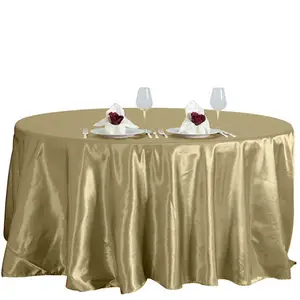 Satin Round Tablecloth Table Cover Polyester Fabric for Wedding Table Cloth Party Reception for Dining Room Kitchen Party