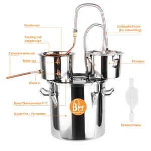 12L / 3 GAL Hot Sale Home Brew Alcohol Moonshine Still Pot Distiller With Copper Pipe Spirits Boiler Kits 3 Pots