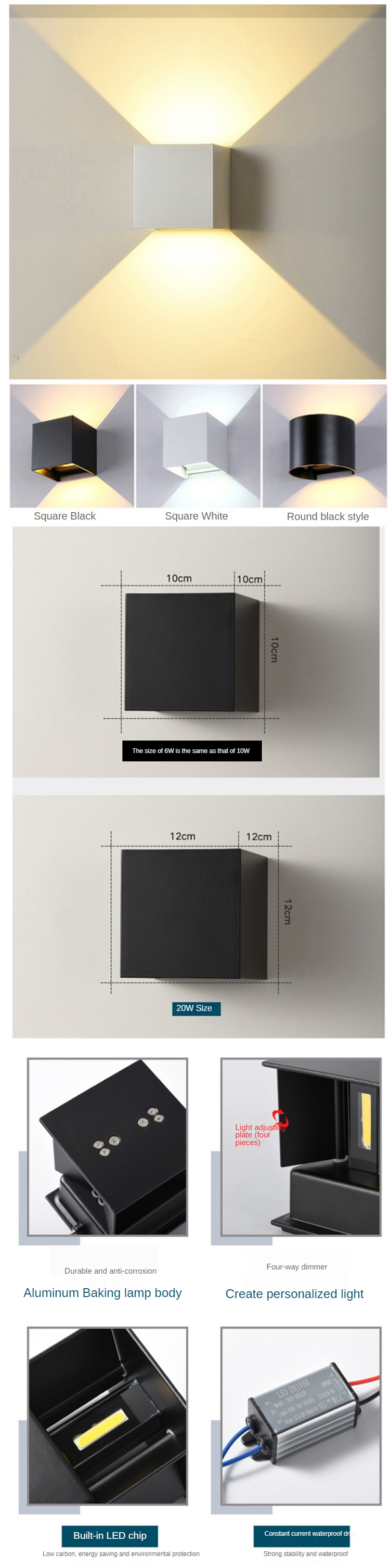 Modern Indoor Interior Black Beside Up Down Mounted Bracket LED Wall Sconce Light
