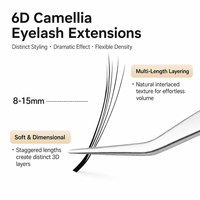 Bulu Mata Palsu Brown 6D Camellia Mountain God Flower Faux Mink Natural Lembut Bebas Kekejaman Mudah Digunakan Buatan Tangan untuk Kit Lash Clusters