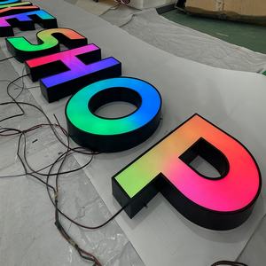 Vendita diretta di colore magico personalizzato 3D <span class=keywords><strong>lettere</strong></span> RGB in acciaio inox nome negozio logo centro commerciale LED <span class=keywords><strong>lettere</strong></span> luminose - Product Image 4