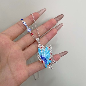Collier papillon en argent Sterling S925, pendentif en résine époxy dégradé bleu, chaîne de clavicule pour femmes, bijoux à la mode, cadeau - Product Image 1