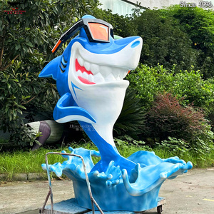 Modelo de Tiburón de Dibujos Animados en Fibra de Vidrio Personalizado para Parque Temático, Material de Resina de Fibra de Vidrio - Product Image 2