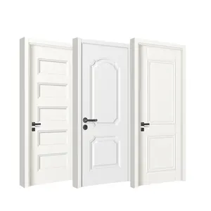 Baodu 6 Panel White Primer Wooden MDF Interior Doors Leaf White Swing Door White Mexican Exterior Doors