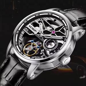 Drop Shipping for Flying Tourbillon Mechanical Full <b>Skeleton</b> Waterproof Luxury <b>Watch</b> for Men Leather Strap 7053 - Product Image 3