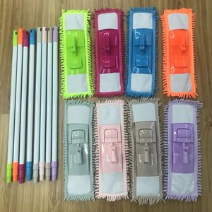 Tête <span class=keywords><strong>de</strong></span> vadrouille plate en microfibre chenille 40*13cm avec long manche télescopique <span class=keywords><strong>pour</strong></span> le nettoyage des sols. - Product Image 5