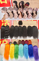 Xuchang Longguan pabrik rambut manusia grosir produk rambut manusia wig depan untuk renda HD berwarna hitam wanita ungu 1 buah