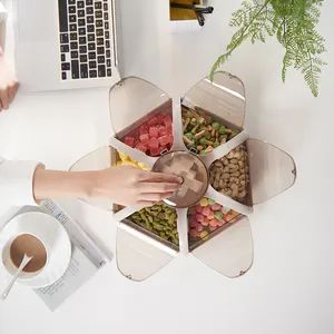 Assiette à fruits en plastique, ronde, multifonctionnelle et créative de graines de Melon, plateau de fruits en plastique Transparent avec séparation