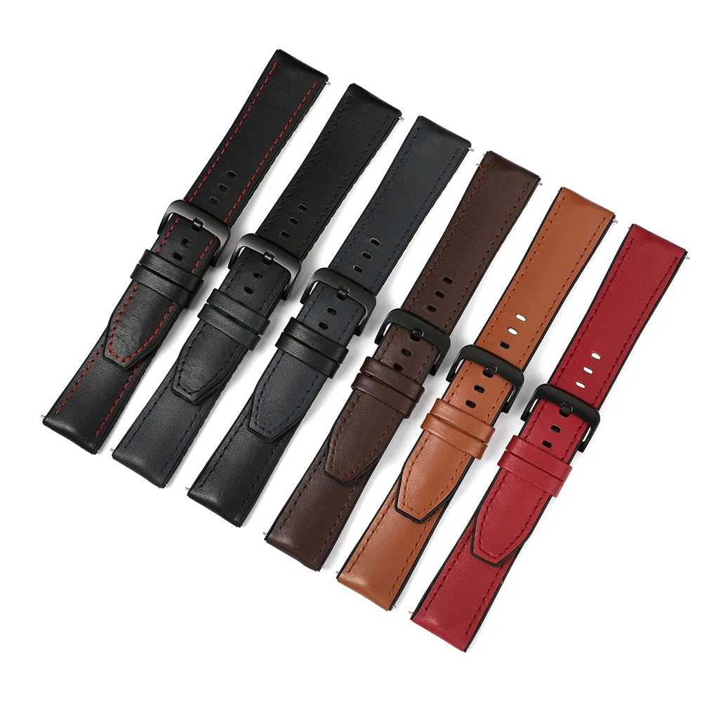 20mm 22mm Silicone Leather Watch Strap Men Women Quick Release Wrist Band Bracelet for Samsung Huawei Garmin Smart watches