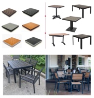 Ensemble de salle à manger en aluminium et polybois pour intérieur et extérieur, tables et chaises en bois plastique durable résistant aux intempéries, style teck