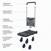 Nouveau Chariot Utilitaire Pliant Breveté 2026, Châssis PP, Plateforme Pliable OEM, Roues Silencieuses Durables de 4 Pouces, Chariot à Main Portable pour la Maison