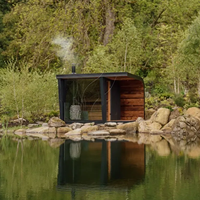 Hachillspa Outdoor-Haussauna für 2-4 Personen aus Massivholz Thermoholz mit Holzofen Wärmetherapie Duschoption