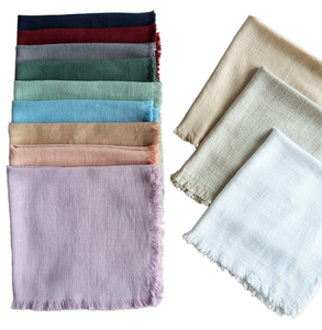 Servilletas de Tela de Lino y Algodón Hechas a Mano de Fábrica al por Mayor con Flecos, Reutilizables y Lavables para Bodas y Fiestas - Product Image 1