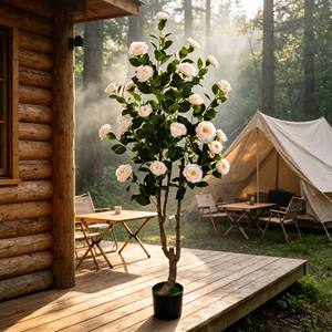 Alberi di Camelia Artificiali Decorativi <span class=keywords><strong>da</strong></span> 160cm, Piante Finte <span class=keywords><strong>Sempreverdi</strong></span> per Decorazioni di Matrimoni ed Eventi - Product Image 1