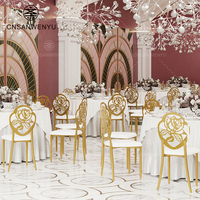 Chaises de Mariage en Acier Inoxydable Doré, Empilables, Dossier Rond, pour Banquets, Fêtes, Événements Professionnels – Vente en Gros