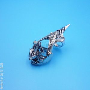 Anillo de aleación de zinc con forma geométrica de calavera, accesorios de disfraz unisex, color Guhei JZ20221111 - Product Image 1