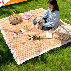 <span class=keywords><strong>Tappeto</strong></span> da Picnic in Gingham con Bordo in Pizzo Anti-sfilacciamento, Portatile e Pieghevole, Multi-misura, Decorazione per la Casa, Tovaglia - Product Image 6