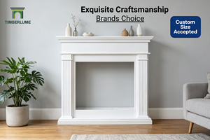Ensemble de cheminée autoportant moderne en MDF blanc, vente en gros | Manteau de cheminée sur mesure pour foyer électrique <span class=keywords><strong>ou</strong></span> à l'<span class=keywords><strong>ethanol</strong></span> - Product Image 2
