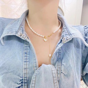 Collar de Perlas de Agua Dulce Naturales con Colgante de Amor Beimu, Chapado en Oro de 18K, Cadena para Clavícula, Accesorio de Moda para Mujer - Product Image 4