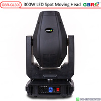 Projecteur LED motorisé GBR-GL300 300W avec zoom, angle de faisceau 8-40°, 7 couleurs, 8 gobos statiques/7 gobos rotatifs, prisme à 3 facettes, DMX 20/25
