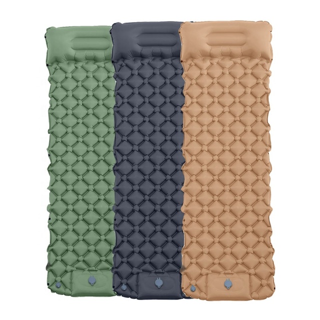 Outdoor Folding Ultralight Tpu Air Mattress Camping Hiking Equipment Nylon Compact Backpacking Self Inflating Sleeping Mat Pad