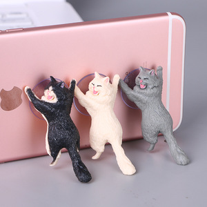 2024 estatuilla de gato en miniatura diseño de ventosa soporte de teléfono mini Jardín de hadas estatua de dibujos animados artesanía <span class=keywords><strong>hogar</strong></span> coche regalo decorativo - Product Image 2