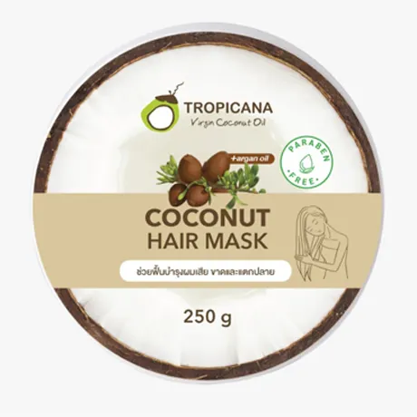 Acondicionador de mascarilla para el cabello con aceite de coco Tropicana que combina el valor del aceite de coco y el aceite de argán, producto para el cabello suave y animado