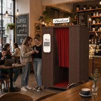 Nouvelle conception de photomaton en bois, photomaton commercial avec impression instantanée des photos, écran tactile
