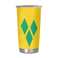 Gobelet isotherme en acier inoxydable de 20 oz avec drapeau national de Saint-Vincent-et-les-Grenadines, motif personnalisé, pour le bureau et la maison