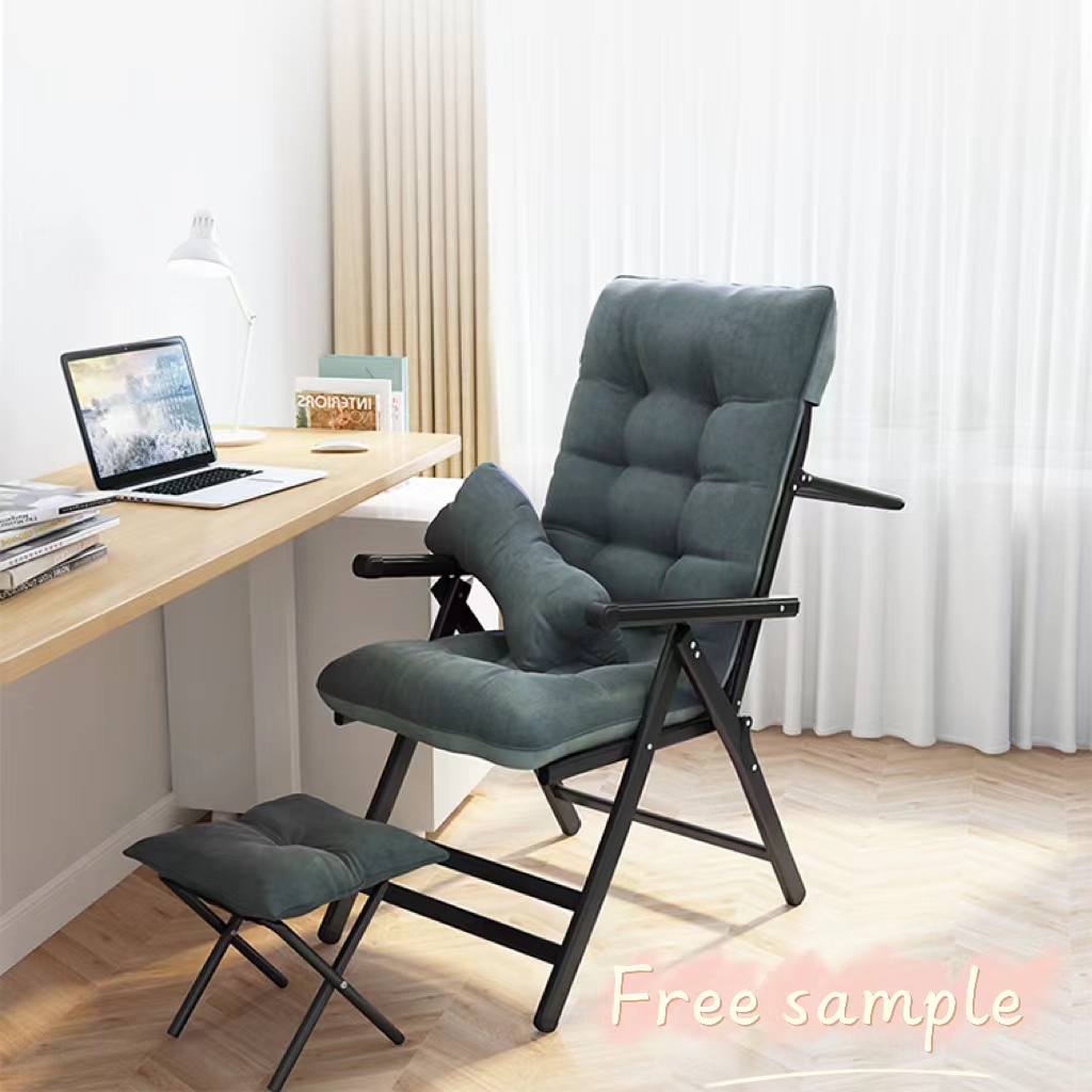 Folding recliner comfortable lazy lunch break chair nap artifact computer office chair sedentary lying down lounge chair ottoman