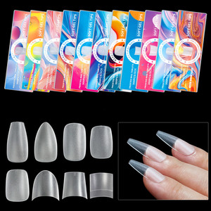 300 Uñas Postizas Transparentes de Color para Mujer, Cubierta Completa, Cuadradas, Lisas, sin Costuras, 15 Tamaños - Product Image 1