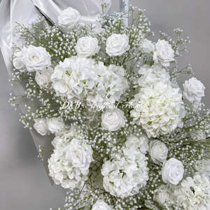 Púrpura blanco boda flor decoración personalizada al por mayor Artificial blanco Hortensia Babys aliento Decoración - Product Image 5