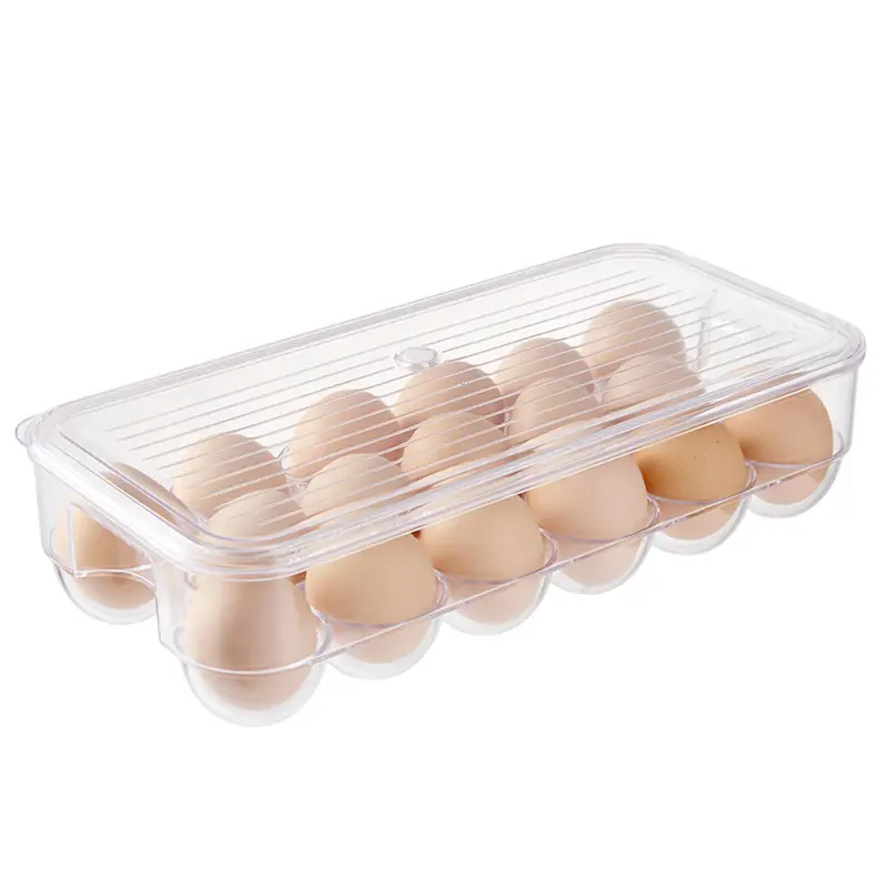 Multifunctional PS Square Refrigerator 32 Grid Clear Plastic Egg Storage Bins Box Trays With Lid