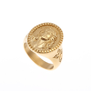 Men's <b>Cross</b> <b>Ring</b> Titanium Steel Gold Plated Geometric Design Everyday Wear Jewelry - Product Image 5