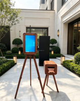 YPT--W4 Photomaton instantané double face en chêne avec écran tactile 18,5 pouces, compatible iPad/DSLR/appareil photo, télécommande, en bois
