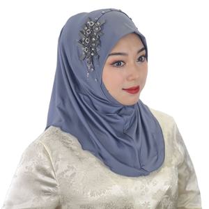 Generoso vestido de novia musulmán con gorro de gasa plisado <span class=keywords><strong>Hijab</strong></span> turbante y Jersey a juego - Product Image 1