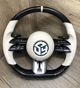 Volant de sport en fibre de carbone blanche pour Mercedes Benz W204 W205 W212 W213 W447 W166 E300 C250 <span class=keywords><strong>C63S</strong></span> C450 E53 GLA45 E300D - Product Image 3