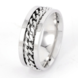 Decompression Stainless Steel <b>Rings</b> Jewelry <b>Ring</b> Open Bottle Spin Rotating Anti Anxiety <b>Fidget</b> Chain <b>Ring</b> for Men - Product Image 2