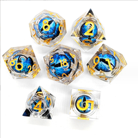 Ensemble de dés polyédriques en résine transparente faits à la main avec des inclusions d'œil de dragon, bords tranchants, 7 pièces, dés de jeu de rôle de table avec emballage en sac PE