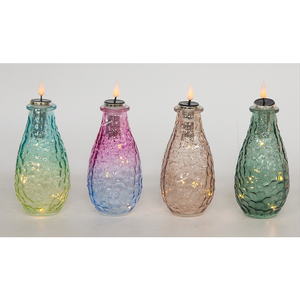 Lámpara de Mesa Decorativa de Vidrio Solar, Botella de Vidrio Texturizado <span class=keywords><strong>con</strong></span> Vela LED sin Llama para Jardín, Balcón, Decoración de Fiestas - Product Image 2