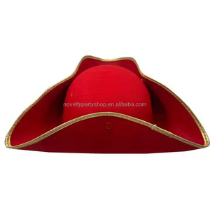Novità Halloween Cosplay pirata tema rosso capitano gancio cappello oro classico cappello pirata Tricorne rosso - Product Image 4