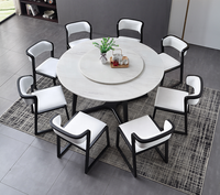 Ensemble de table à manger ronde moderne 6 places, design luxueux, table de cuisine en bois massif avec 8 chaises pour meubles de maison, traditionnel 1 pièce