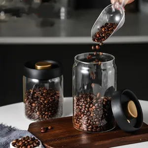 800ml High Quality Vacuum Coffee Storage Sealed Tank Glass Coffee Bean Storage Containers Kitchen Food Grains Storage Jar